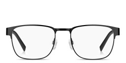 Shop Tommy Hilfiger Logo Signature Rectangle Eyeglasses in Black online.