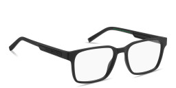 Shop Tommy Hilfiger Logo Signature Rectangle Eyeglasses in Black online.