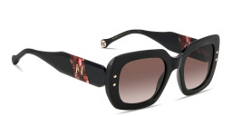 Shop Carolina Herrera Logo Rectangle Sunglasses in Black online.