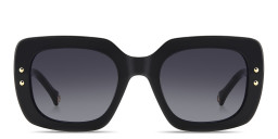 Shop Carolina Herrera Logo Rectangle Sunglasses in Black online.