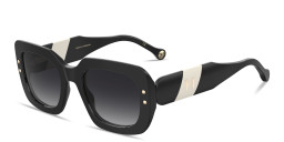Shop Carolina Herrera Logo Rectangle Sunglasses in Black online.