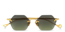 Shop Eyepetizer Carnaby Unisex Rimless Irregular Sunglasses in Gold online.