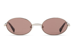 Shop TRICE Mila Chain Oval Sunglasses in Light Gold online.