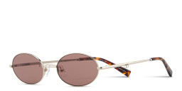 Shop TRICE Mila Chain Oval Sunglasses in Light Gold online.