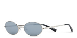 Shop TRICE Mila Chain Oval Sunglasses in Silver online.