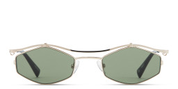 Shop TRICE Leila Edgy Irregular Sunglasses in Gold online.