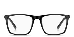Shop Tommy Hilfiger Logo Wide Rectangle Eyeglasses in Black online.