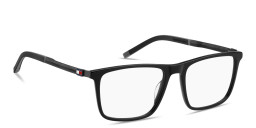 Shop Tommy Hilfiger Logo Wide Rectangle Eyeglasses in Black online.