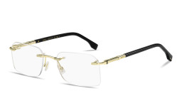 Shop Hugo Boss Logo Signature Rimless Rectangle Eyeglasses in Gold online.
