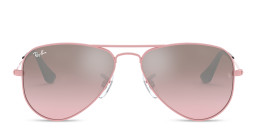 Shop Ray-Ban Junior Kids Aviator Sunglasses in Pink online.
