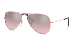 Shop Ray-Ban Junior Kids Aviator Sunglasses in Pink online.