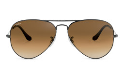 Shop Ray-Ban Pilot Gradient Sunglasses in Gunmetal/Clear Gradient Brown online.