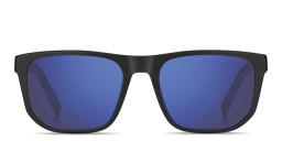 Shop Tommy Hilfiger Logo Rectangle Sunglasses in Black online.