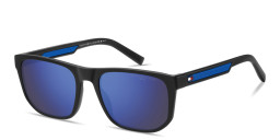 Shop Tommy Hilfiger Logo Rectangle Sunglasses in Black online.