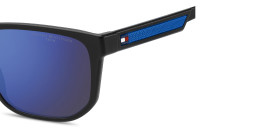 Shop Tommy Hilfiger Logo Rectangle Sunglasses in Black online.
