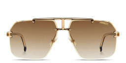 Shop Carrera Engraved Logo Rimless Aviator Sunglasses in Gold/Gradient Brown online.