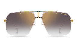 Shop Carrera Engraved Logo Rimless Aviator Sunglasses in Gold online.