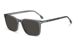Shop Hugo Boss Logo Lettering Rectangle Sunglasses in Grey online.