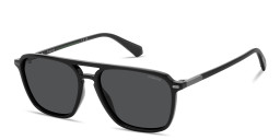 Polaroid Logo Lettering Rectangle Sunglasses in Black – Product Photo 2