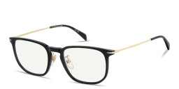 Shop DAVID BECKHAM Talisman Rectangle Eyeglasses in Black online.