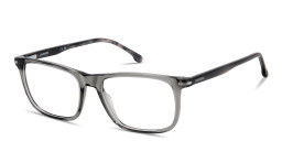 Shop Carrera Logo Print Rectangle Eyeglasses in Transparent Grey online.