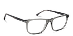 Shop Carrera Logo Print Rectangle Eyeglasses in Transparent Grey online.