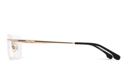 Shop Carrera Logo Lettering Wide Rimless Rectangle Eyeglasses in Gold online.