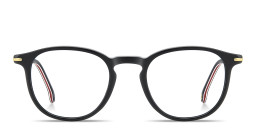 Shop Carrera Logo Print Panthos Eyeglasses in Black Ruthenium online.