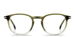 Shop Carrera Logo Print Panthos Eyeglasses in Green Horn online.