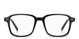 Shop Tommy Hilfiger Logo Square Eyeglasses in Black online.