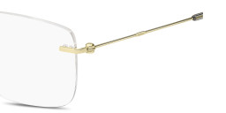 Shop Hugo Boss Logo Signature Rimless Rectangle Eyeglasses in Gold online.