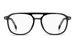 Shop Hugo Boss Logo Lettering Square Eyeglasses in Black online.