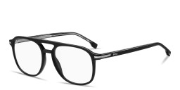 Shop Hugo Boss Logo Lettering Square Eyeglasses in Black online.