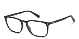Shop Polaroid Logo Lettering Rectangle Eyeglasses in Black online.