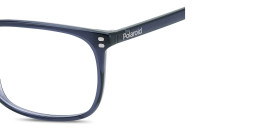 Shop Polaroid Logo Lettering Rectangle Eyeglasses in Blue online.