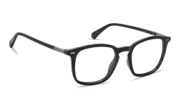 Shop Polaroid Logo Lettering Square Eyeglasses in Black online.