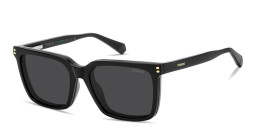 Shop Polaroid Clip-On Unisex Rectangle Eyeglasses in Black online.