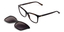Shop Guess G Logo Clip-On Square Eyeglasses in Dark Havana online.