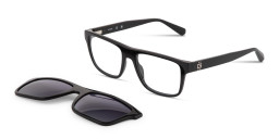 Shop Guess G Logo Clip-On Rectangle Eyeglasses in Black online.