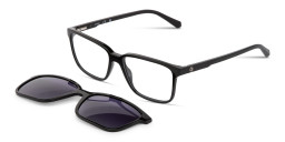 Shop Guess G Logo Clip-On Wide Rectangle Eyeglasses in Black online.