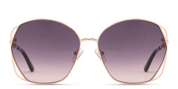 Shop Guess Chain-Embellished Oversized Irregular Sunglasses in Rose Gold online.