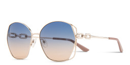 Shop Guess Chain-Embellished Oversized Irregular Sunglasses in Gold online.