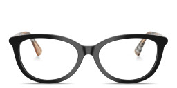 Shop BURBERRY Vintage Check Cat-Eye Eyeglasses in Black online.
