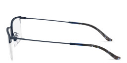 Shop Emporio Armani Eagle Logo Half-Rim Rectangle Eyeglasses in Blue online.