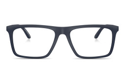 Shop Emporio Armani Eagle Logo Square Eyeglasses in Matte Blue online.