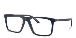 Shop Emporio Armani Eagle Logo Square Eyeglasses in Matte Blue online.