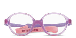 Shop Mira Flex Logo Kids Round Eyeglasses in Transparent Violet online.