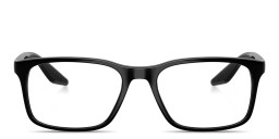 Shop Prada Linea Rossa Logo Lettering Pillow Eyeglasses in Black online.