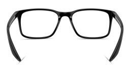 Shop Prada Linea Rossa Logo Lettering Square Eyeglasses in Black online.
