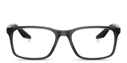 Shop Prada Linea Rossa Logo Lettering Pillow Eyeglasses in Crystal Grey online.